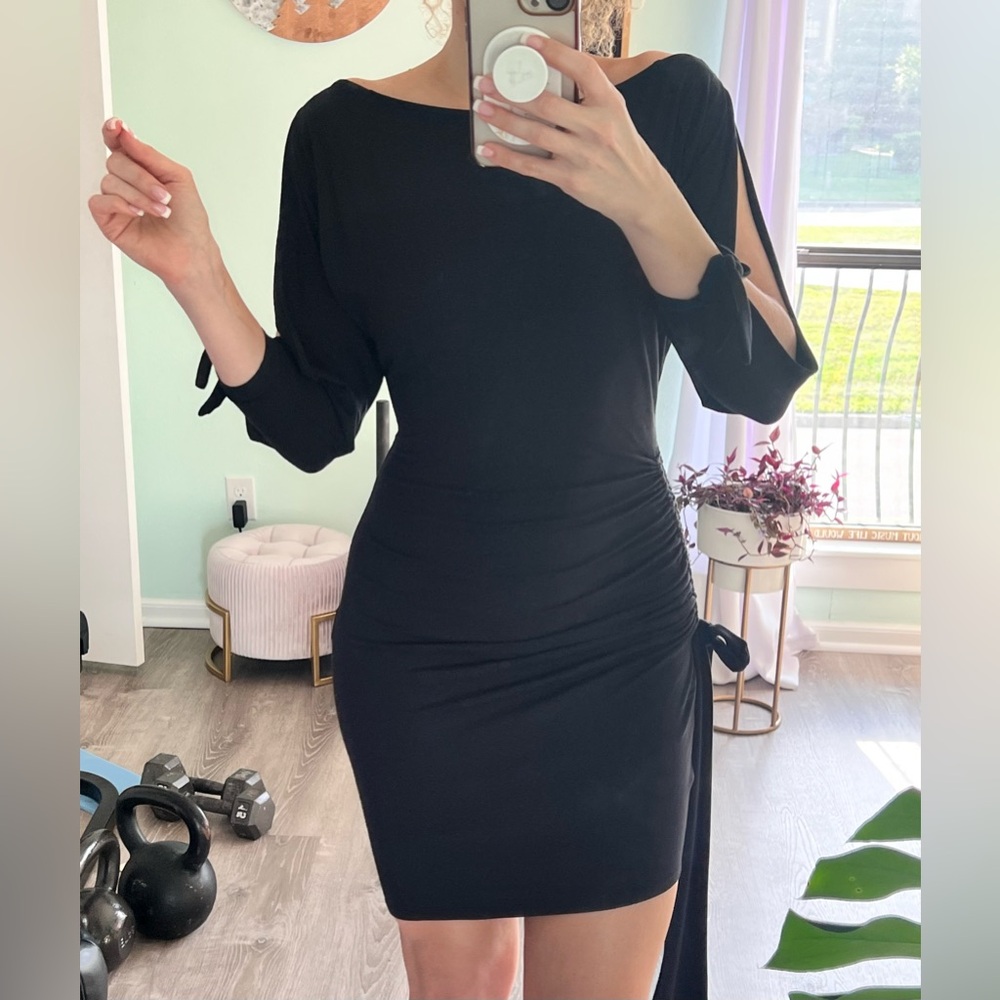 Vintage Caché Black Ruched Dress